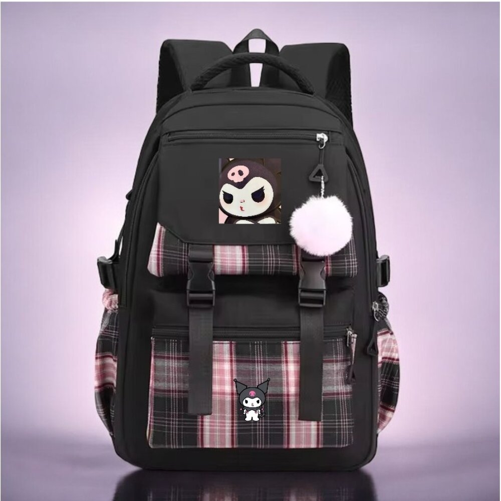 Kuromi Backpack Large Capacity Shoulder Bag Student travel Waterproof Black